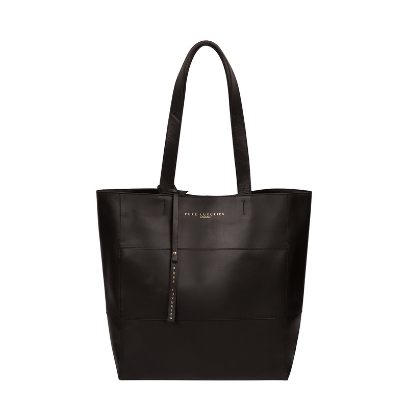 'Ashurst' Jet Black Vegetable-Tanned Leather Tote Bag