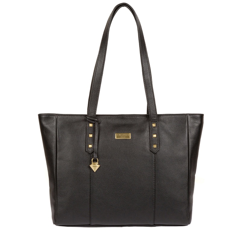 'Avery' Black Leather Tote Bag