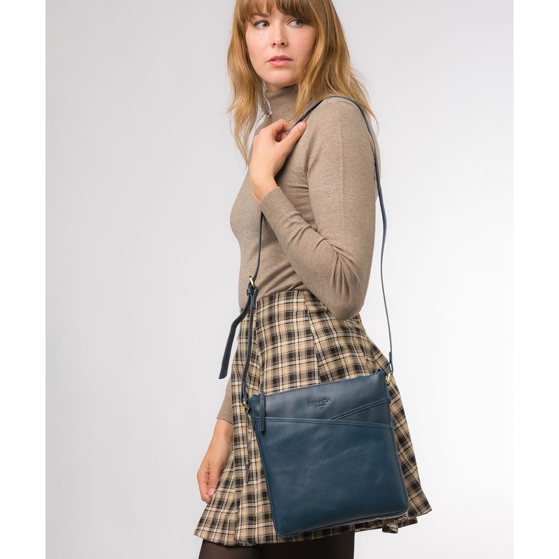 'Avril' Snorkel Blue Leather Cross Body Bag
