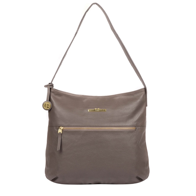'Barbara' Grey Leather Shoulder Bag