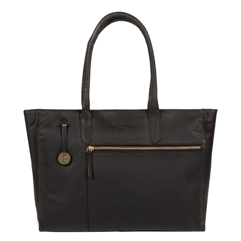 'Bexley' Black Leather & Gold-Coloured Detail Leather Tote Bag