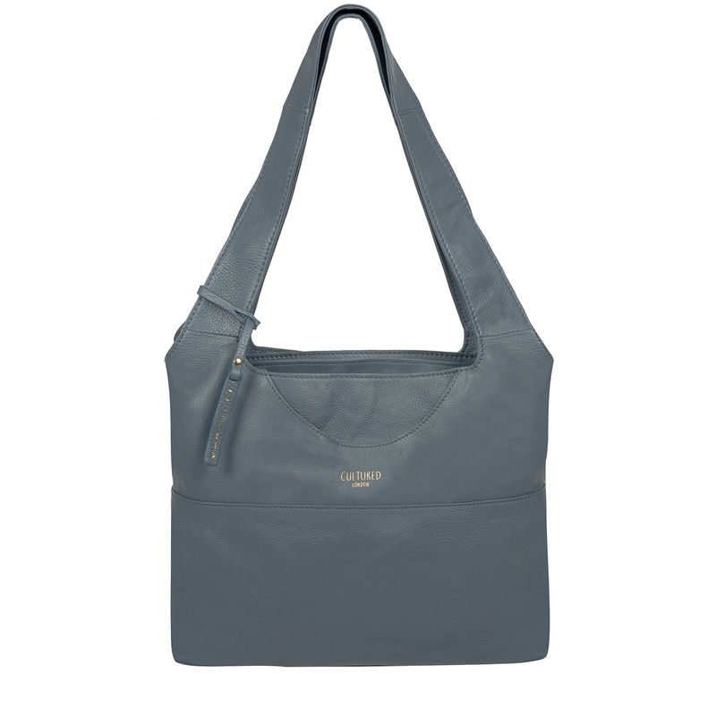 'Boston' Moonlight Blue Leather Shoulder Bag