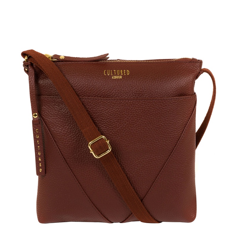'Celia' Cognac Leather Cross Body Bag