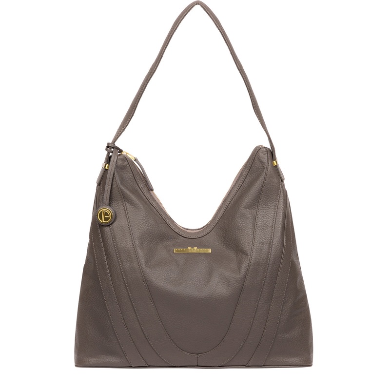 'Claire' Grey Leather Shoulder Bag