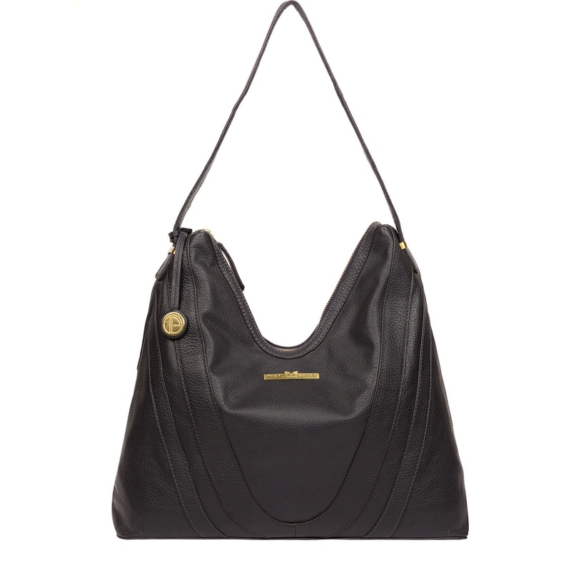 'Claire' Navy Leather Shoulder Bag