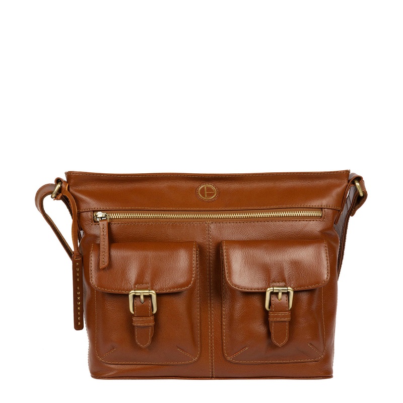 'Cleeton' Vintage Dark Tan Leather Shoulder Bag