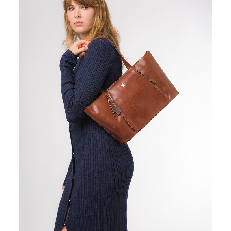 'Clover' Conker Brown Leather Tote Bag