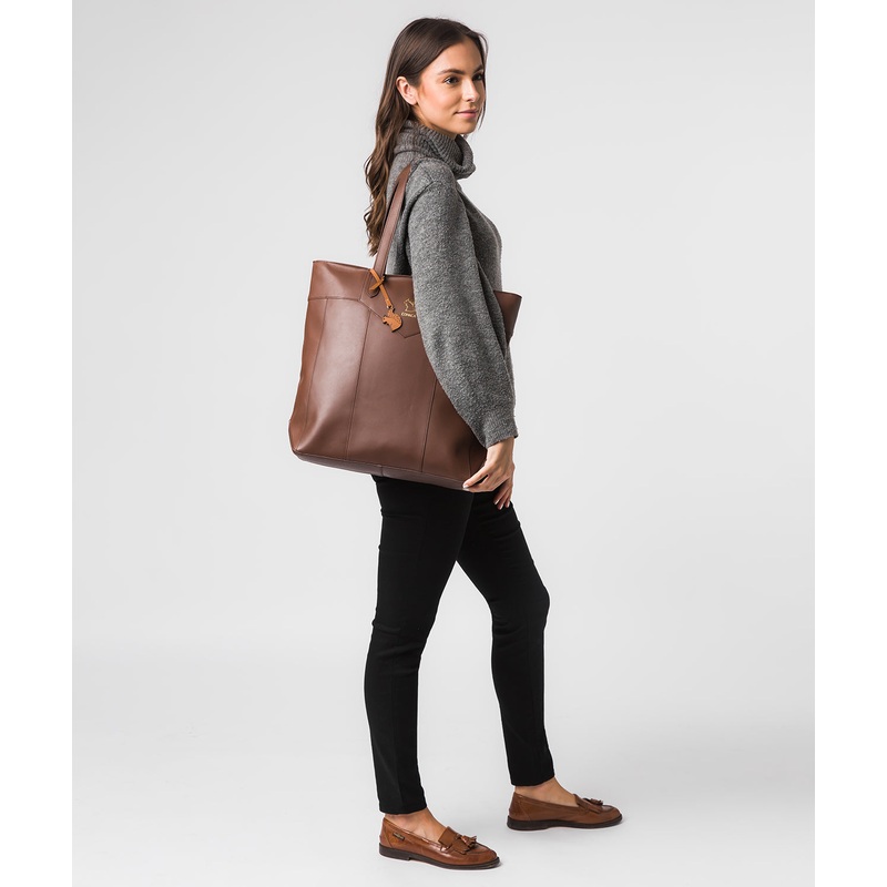 'Eliza' Ombr Chestnut Vegetable-Tanned Unlined Leather Extra-Large Shopper Bag
