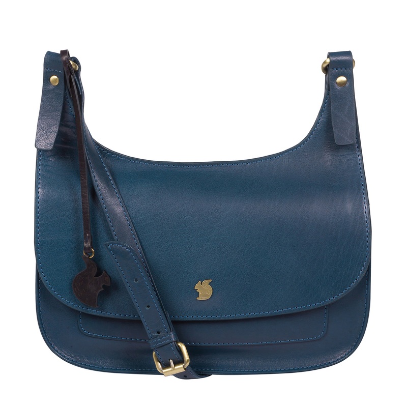 'Ellipse' Snorkel Blue Leather Cross Body Bag