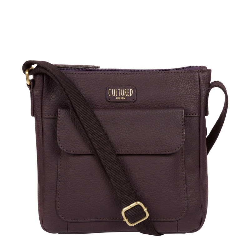 'Elna' Plum Leather Small Cross Body Bag