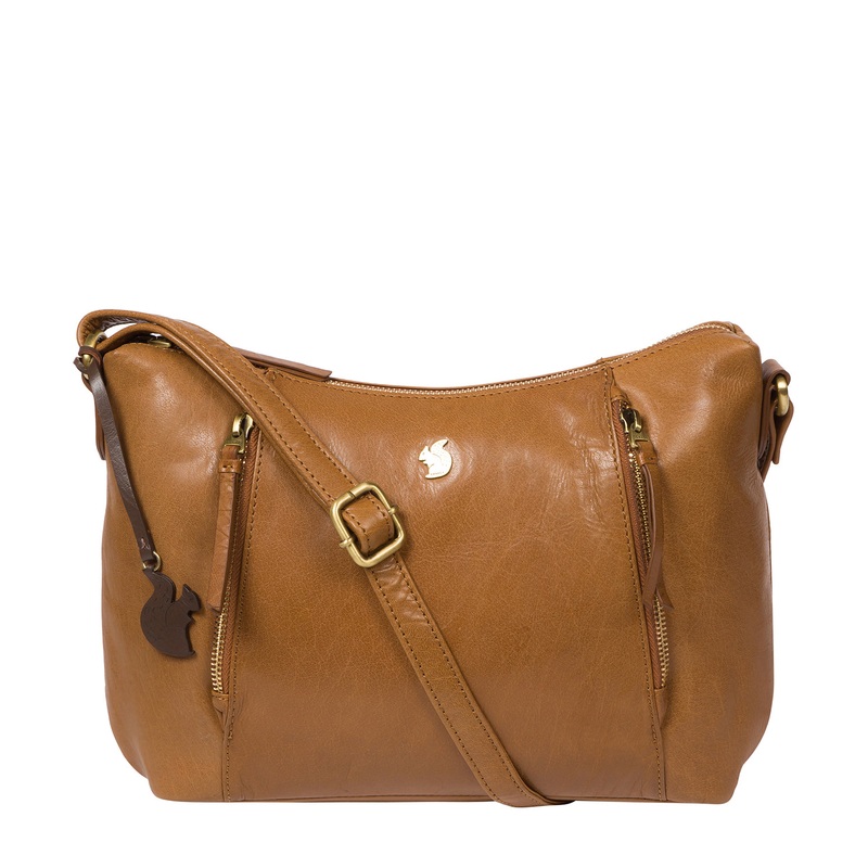 'Esta' Dark Tan Leather Cross Body Bag