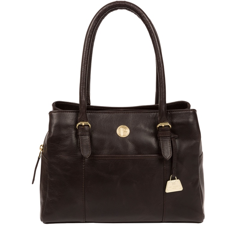 'Fleur' Dark Brown Leather Handbag
