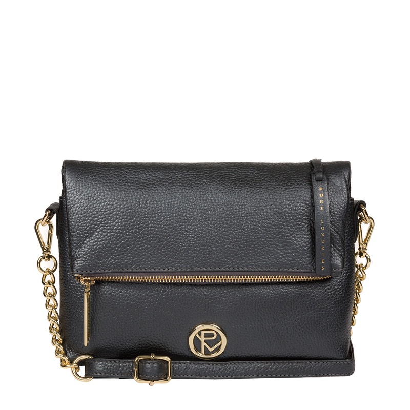 'Floria' Metallic Blue Steel Leather Cross Body Clutch Bag