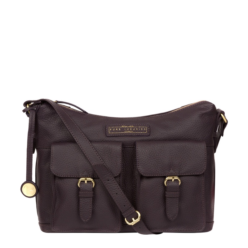 'Frinton' Plum Leather Shoulder Bag