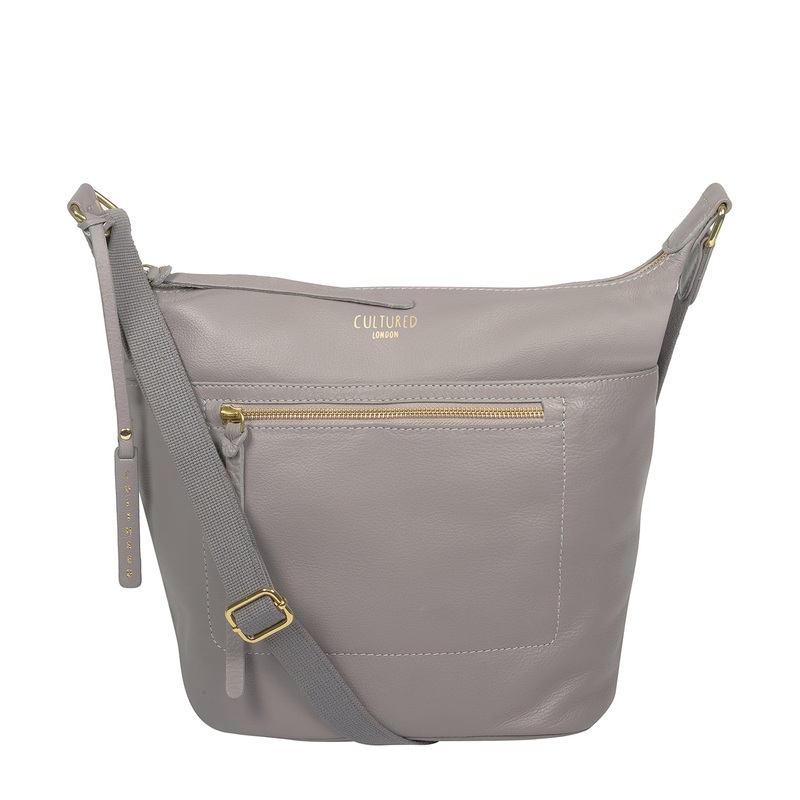 'Gants' Grey Leather Cross Body Bag