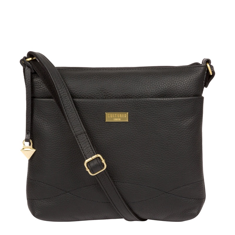 'Gianna' Black Leather Cross Body Bag