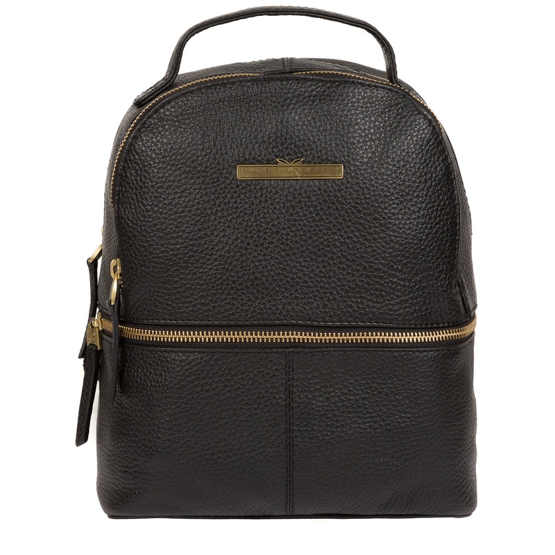 'Gloria' Black Leather Backpack