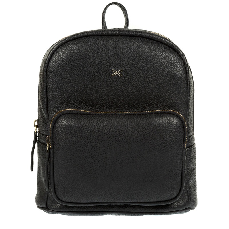 'Greer' Black Leather Backpack