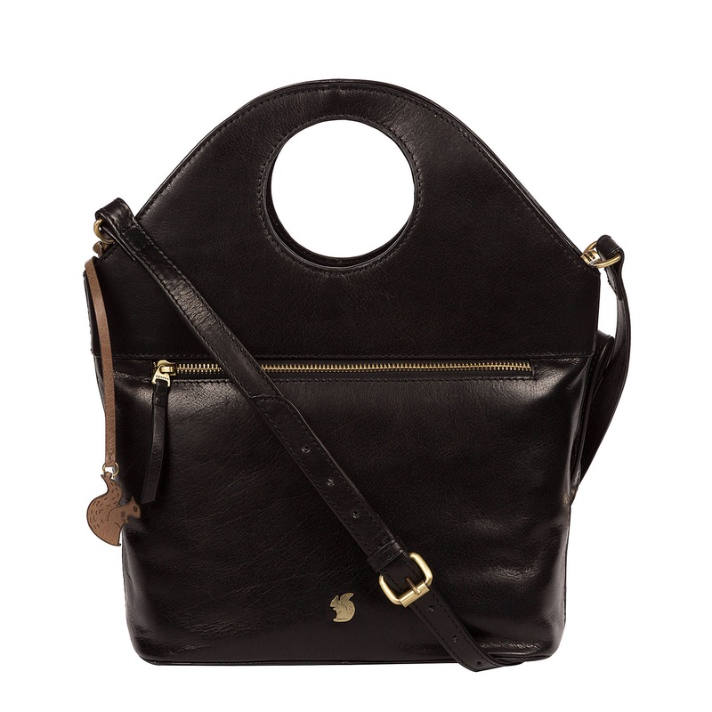 'Halo' Black Leather Cross Body Bag