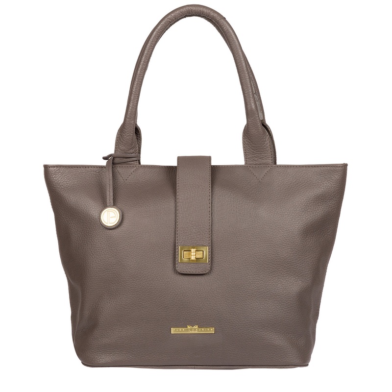 'Ida' Grey Leather Tote Bag
