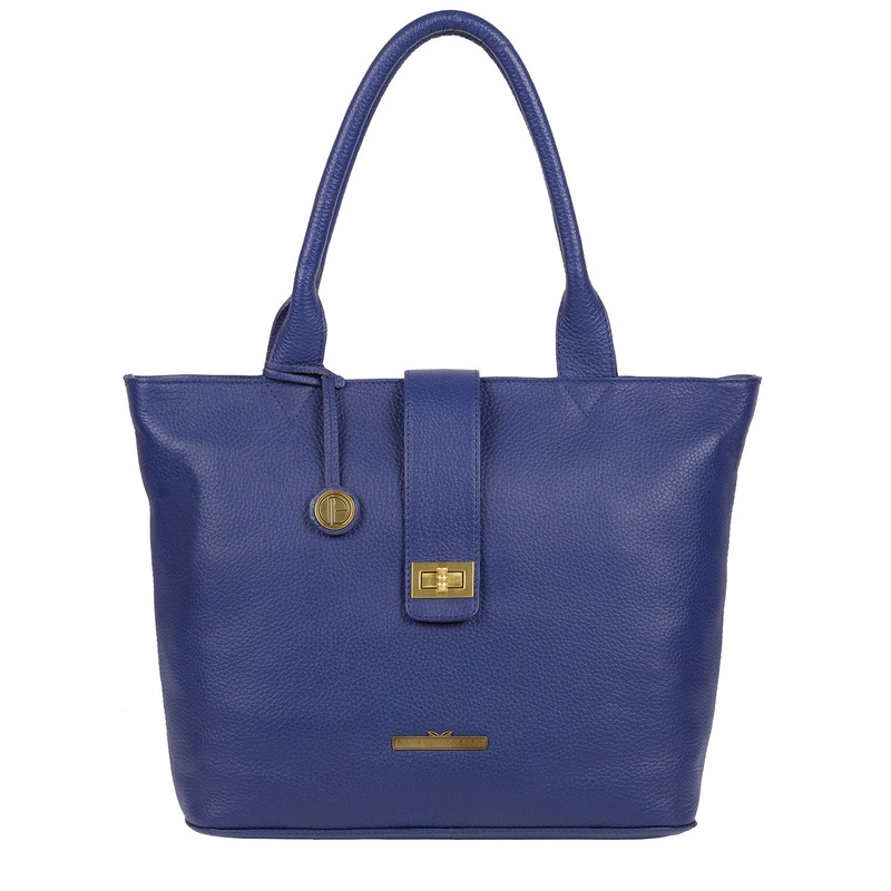 'Ida' Navy Leather Tote Bag