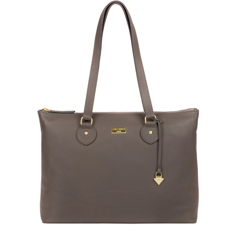 'Idelle' Grey Leather Tote Bag