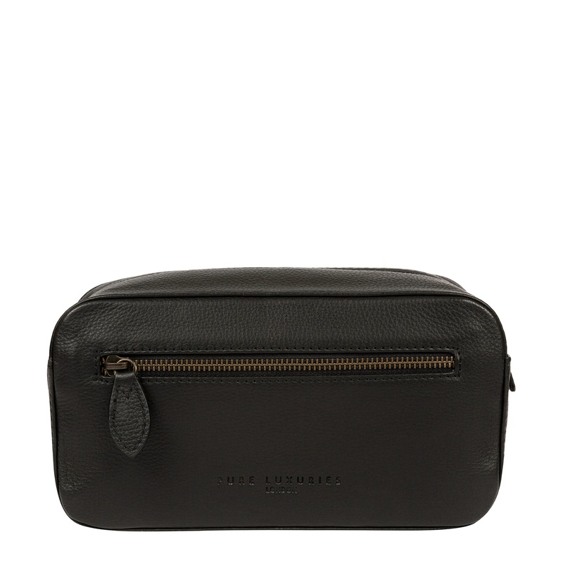 'Jetty' Black Leather Washbag