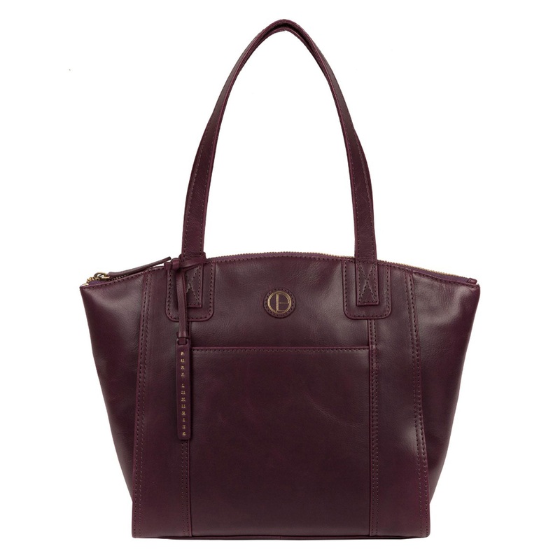 'Jura' Blackberry Leather Handbag