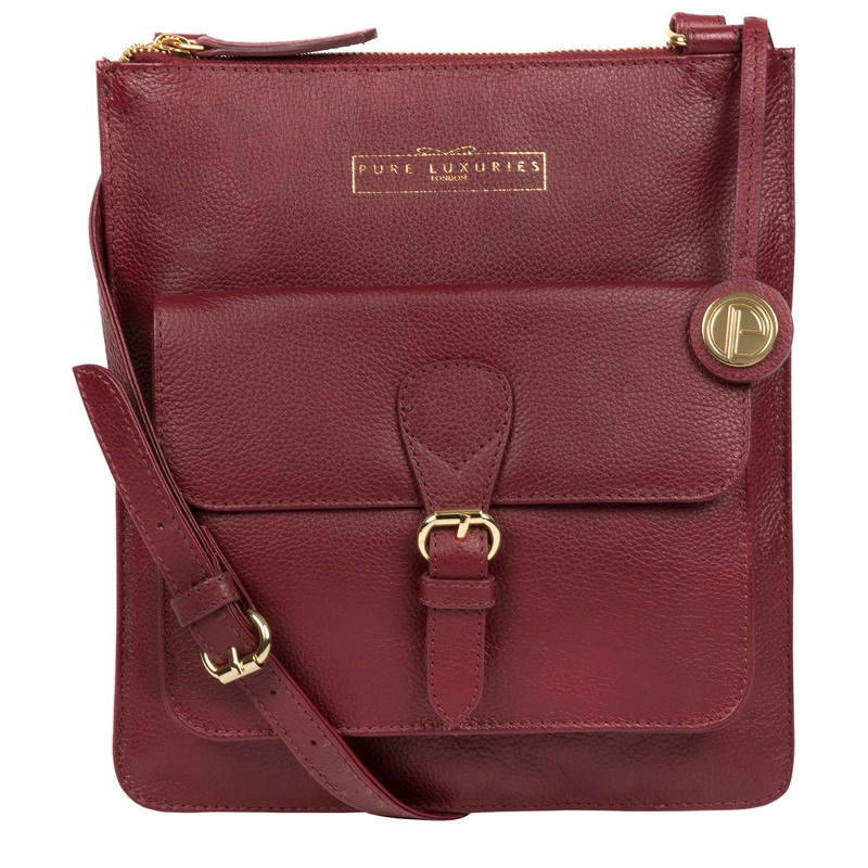 'Kenley' Deep Red Leather Cross Body Bag