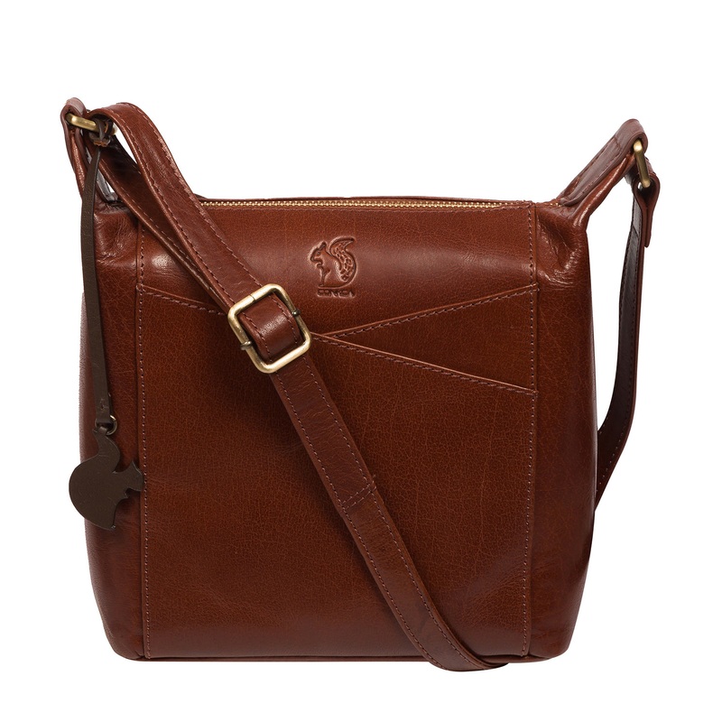 'Kiki' Conker Brown Leather Shoulder Bag