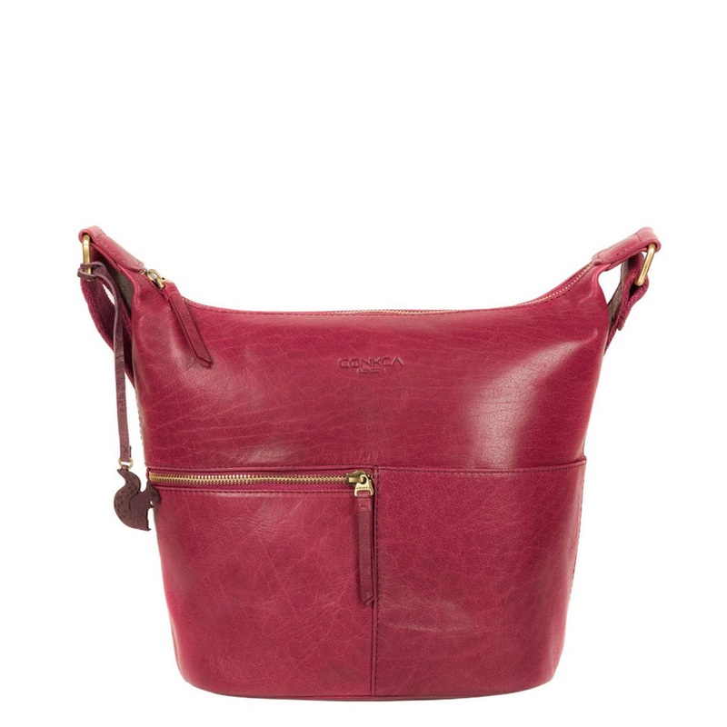 'Kristin' Orchid Leather Shoulder Bag