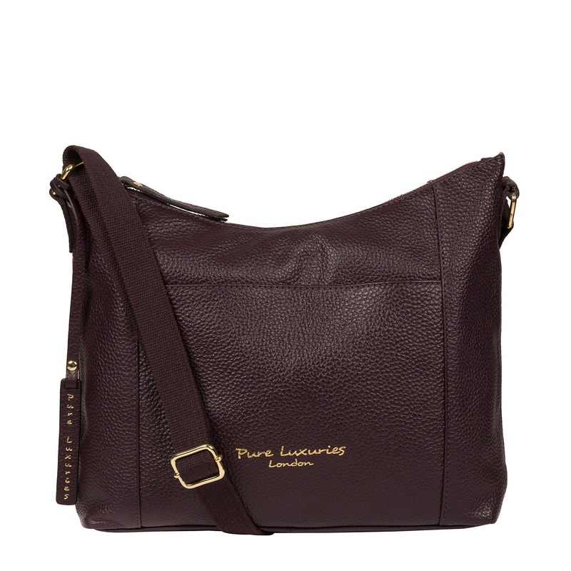 'Lachele' Plum Leather Shoulder Bag
