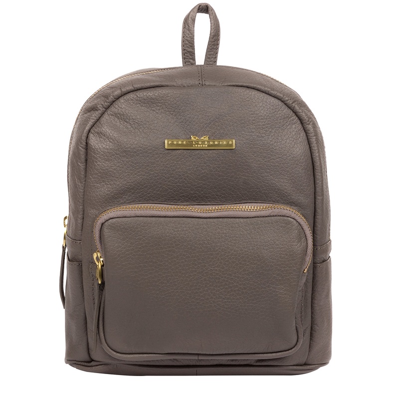 'Lois' Grey Leather Backpack