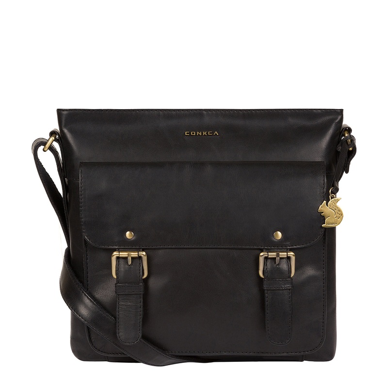 'Mimosa' Black Leather Cross Body Bag
