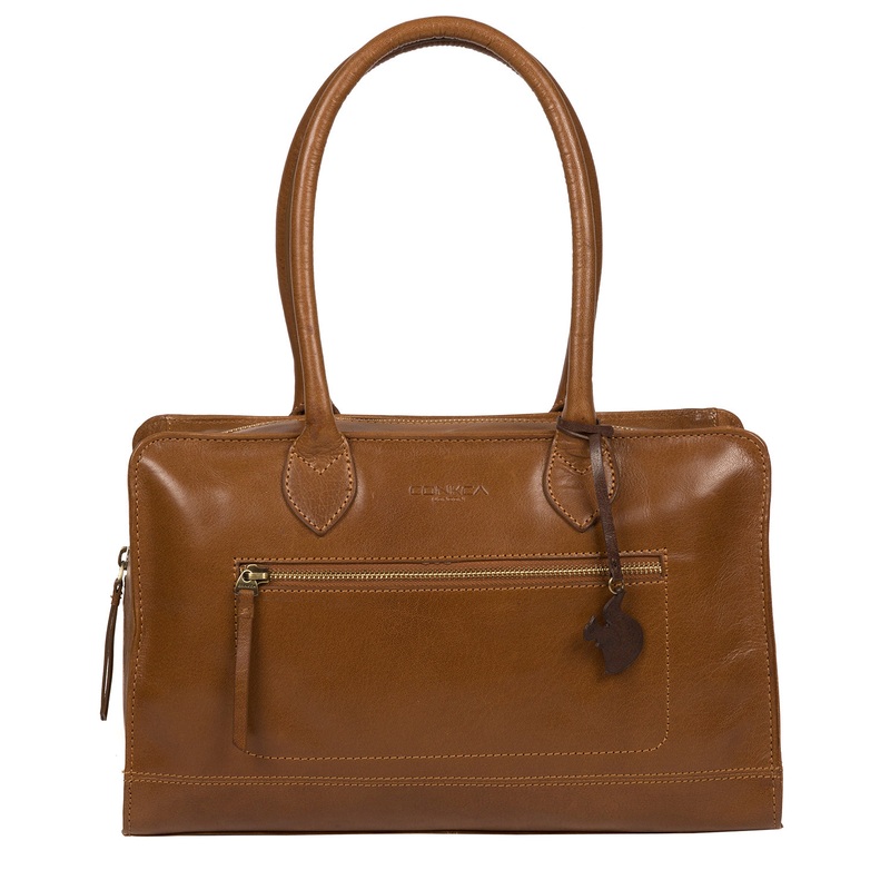 'Mona' Dark Tan Leather Handbag
