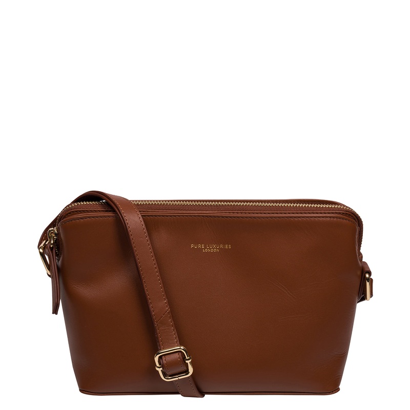 'Natalie' Caramel Leather Cross Body Bag