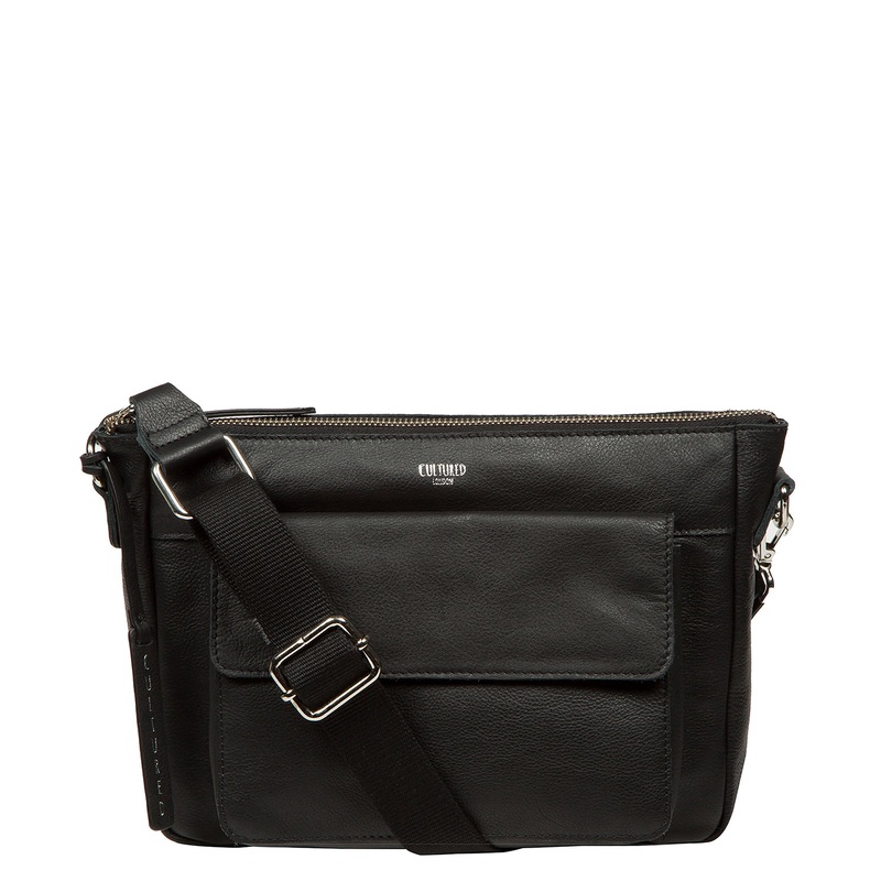 'Orly' Black Leather Cross Body Bag