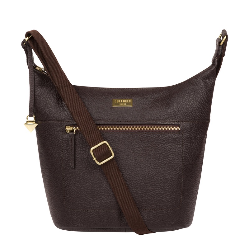 'Paula' Dark Chocolate Leather Cross Body Bag