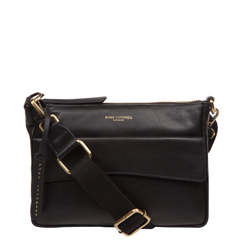 'Poole' Black Leather Cross Body Bag