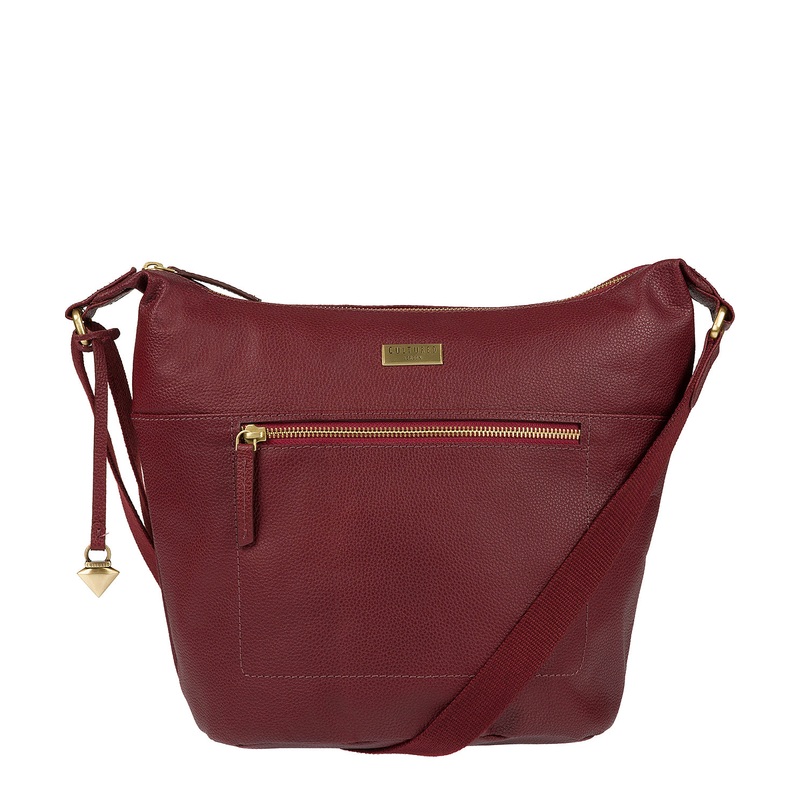 'Portinax' Ruby Red Leather Shoulder Bag