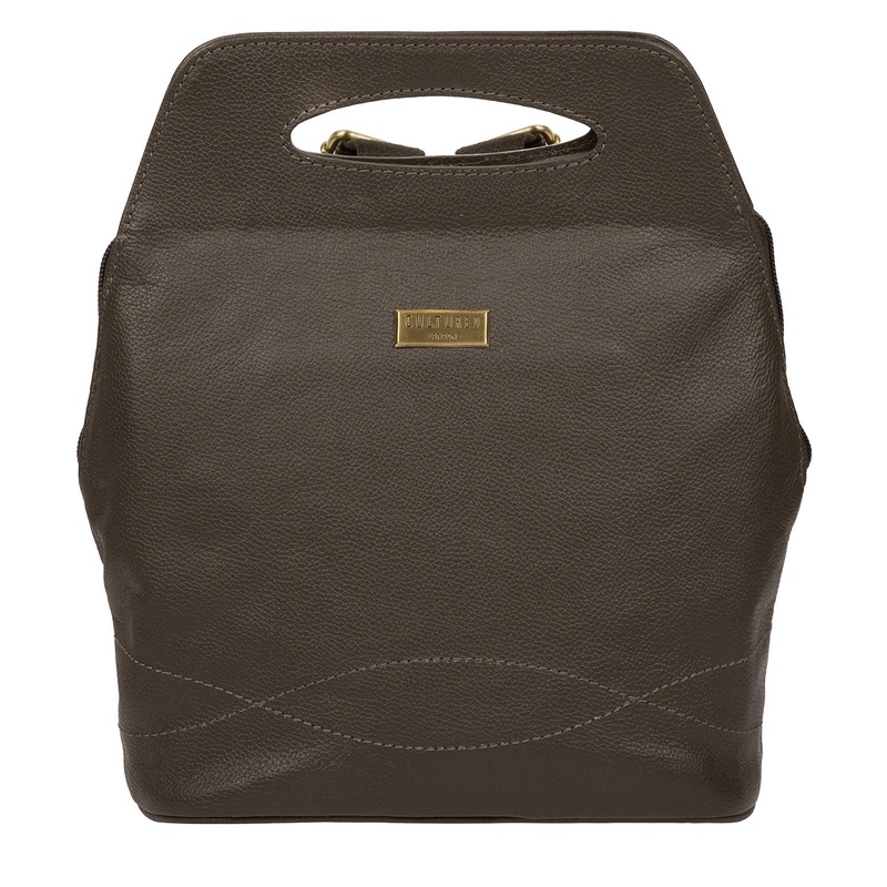 'Priya' Olive Leather Backpack