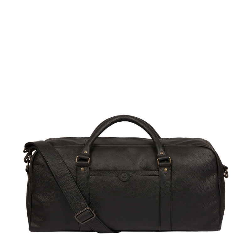 'Shackleton' Black Leather Holdall