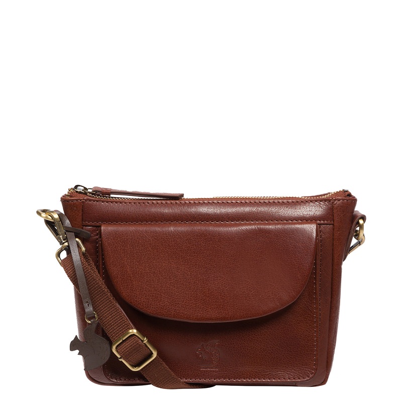 'Sonnet' Conker Brown Leather Cross Body Bag