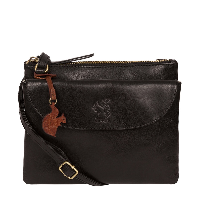 'Tillie' Black Leather Cross Body Bag