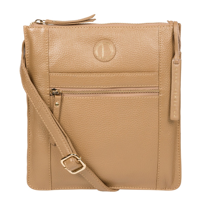 'Topaz' Metallic Champagne Leather Cross Body Bag