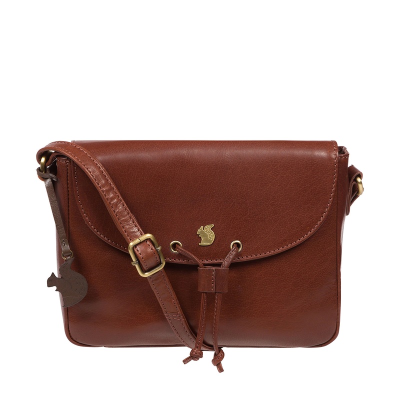 'Ula' Conker Brown Leather Cross Body Bag