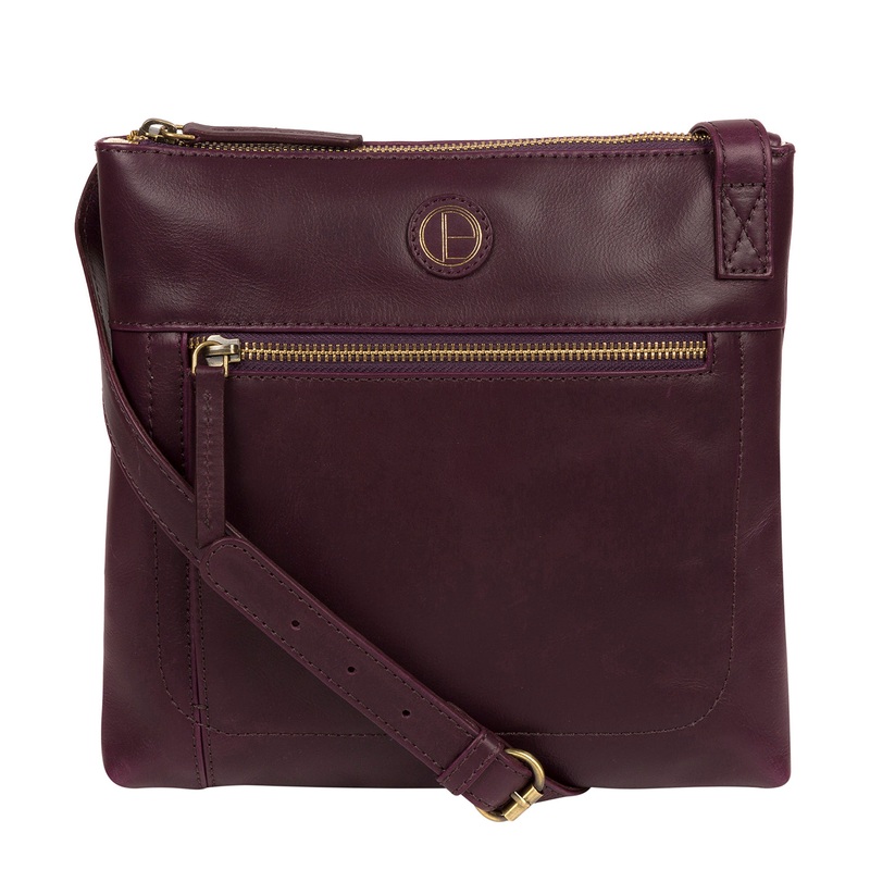 'Valley' Blackberry Leather Cross Body Bag