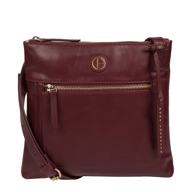 'Valley' Burgundy Leather Cross Body Bag