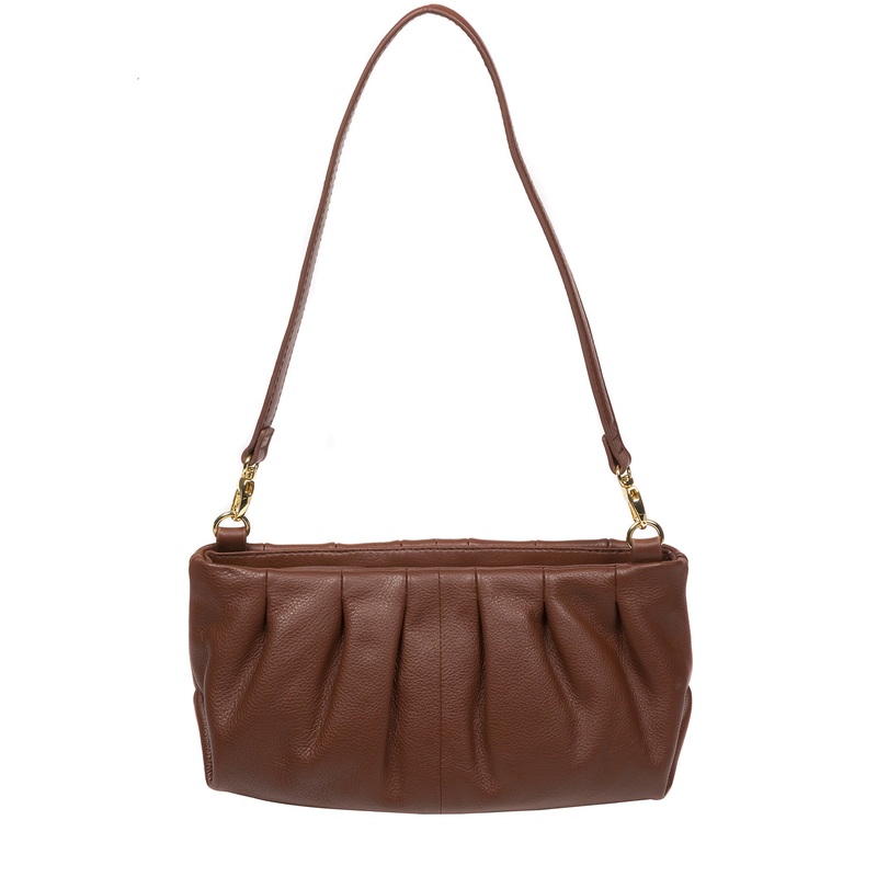 'Victoria' Dark Tan Nappa Leather Grab Clutch Bag