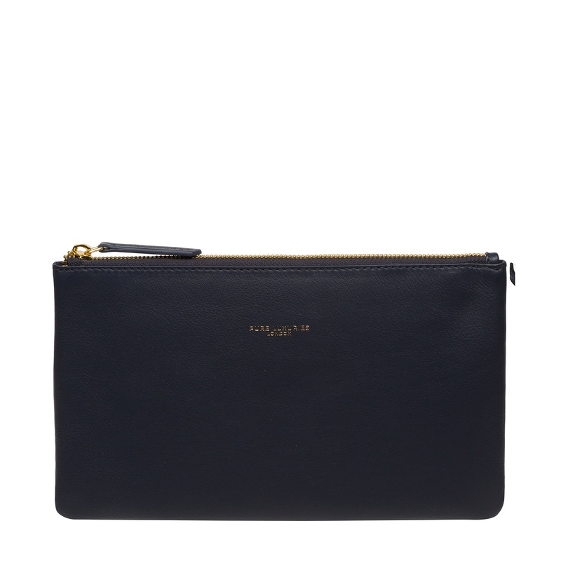 'Wilmslow' Navy Nappa Leather Clutch Bag